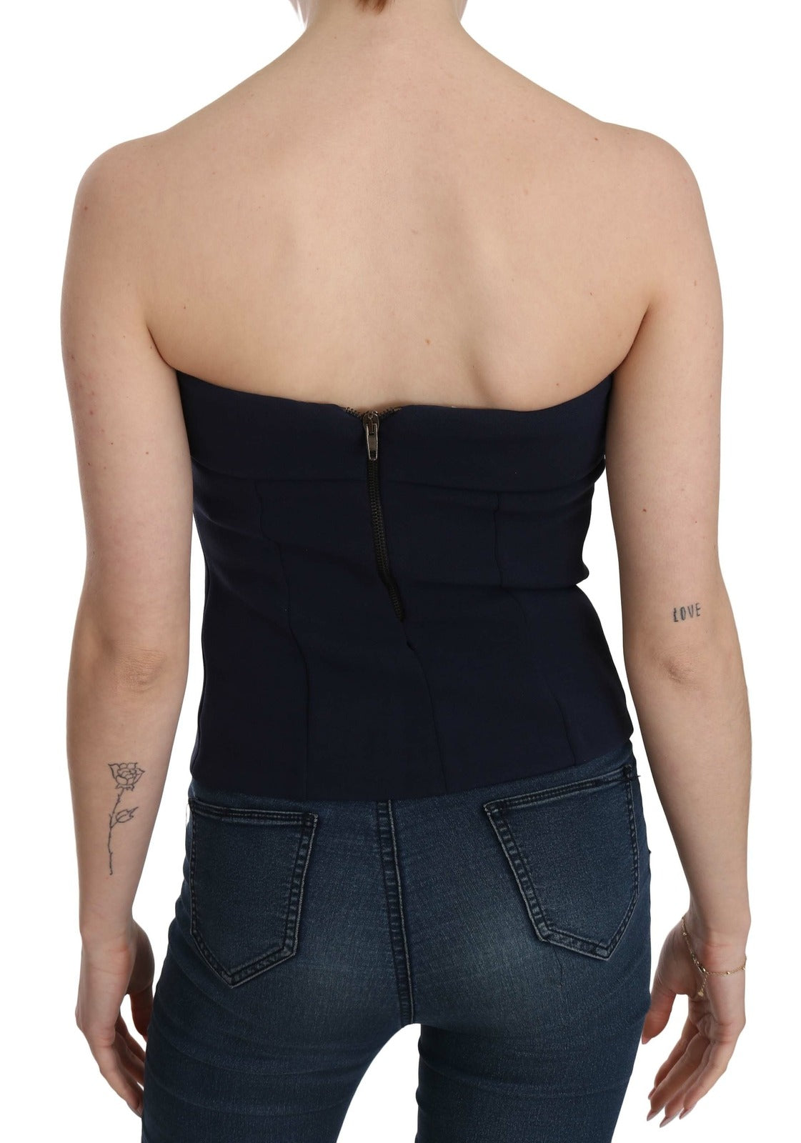 Costume National Strapless Zipper Back Tube Top Blouse