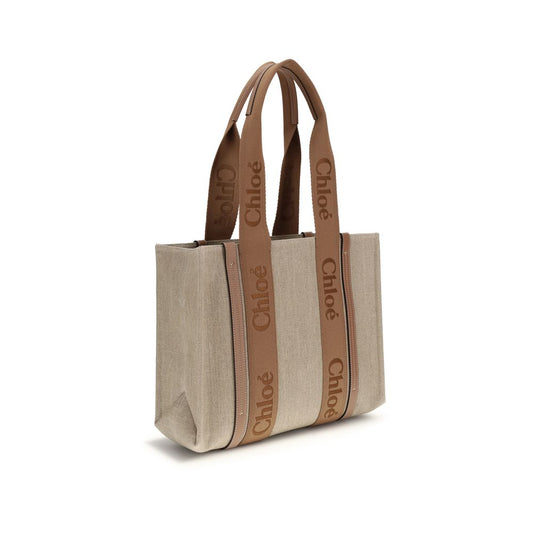 Chloé Beige Linen Shoulder Bag