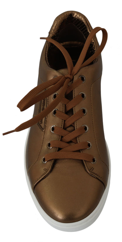 Dolce &amp; Gabbana Goldene Leder-Freizeitschuhe für Herren