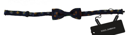 Dolce &amp; Gabbana Blaue Flaggen 100 % Seide Verstellbarer Hals Papillon Herren Fliege