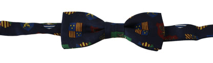 Dolce &amp; Gabbana Blaue Flaggen 100 % Seide Verstellbarer Hals Papillon Herren Fliege