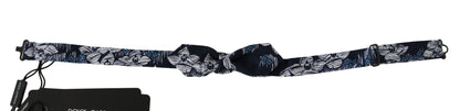 Dolce &amp; Gabbana Marineblaue, florale, schmale Papillon-Fliege mit verstellbarem Hals