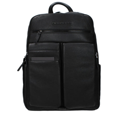 Piquadro Black Leather Backpack