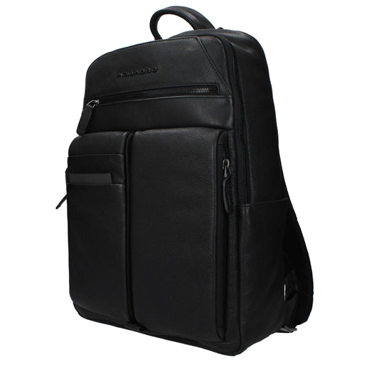 Piquadro Black Leather Backpack