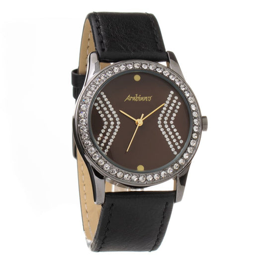 ARABIANS Black Leather Dress Watch