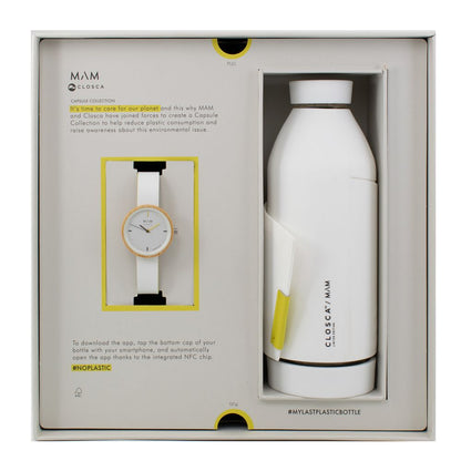 MAM White Leather Dress Watch