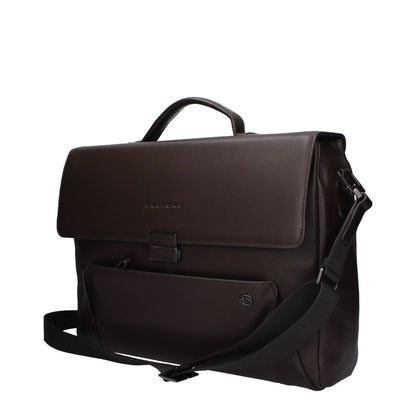 Piquadro Brown Leather Business And Laptop Bag
