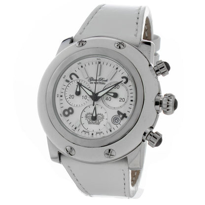 GLAM ROCK Black Leather Dress Watch