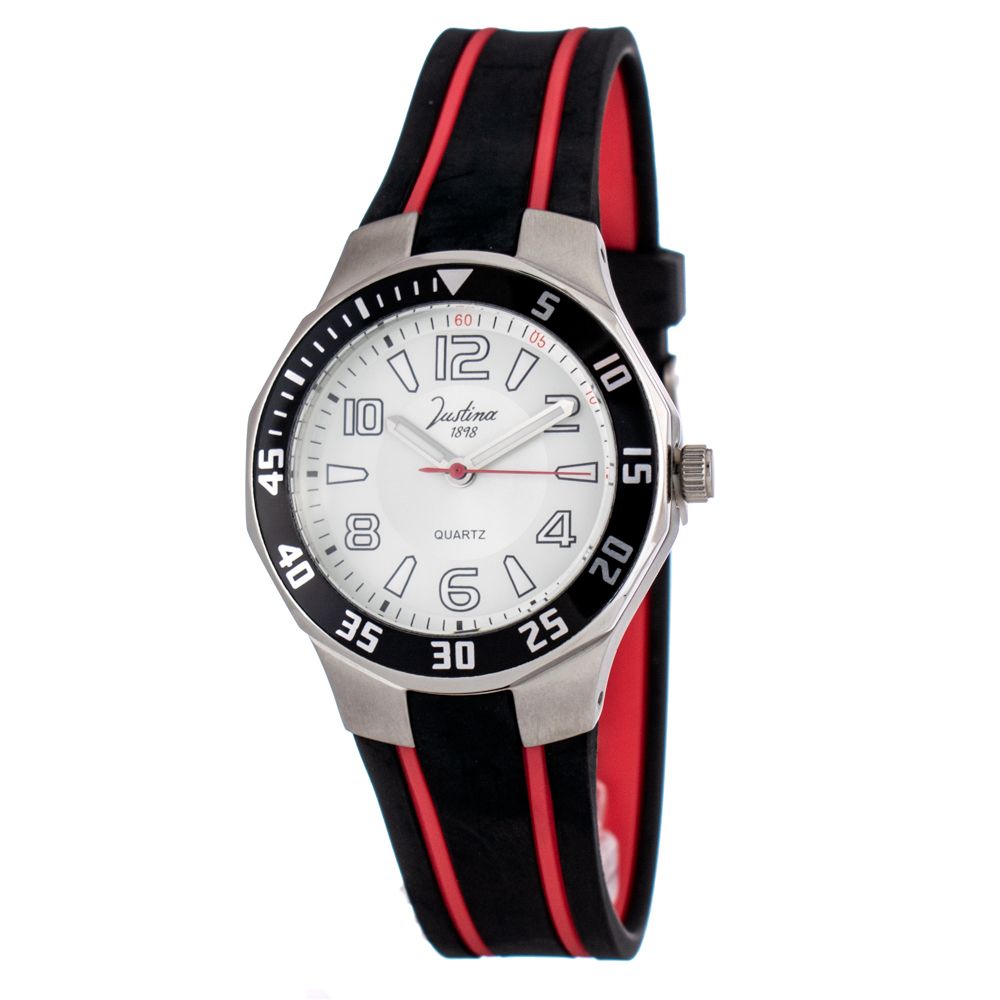 JUSTINA Black Rubber Sport Watch