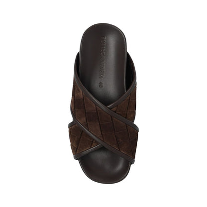 Bottega Veneta Brown Lamb Leather Flat Sandals