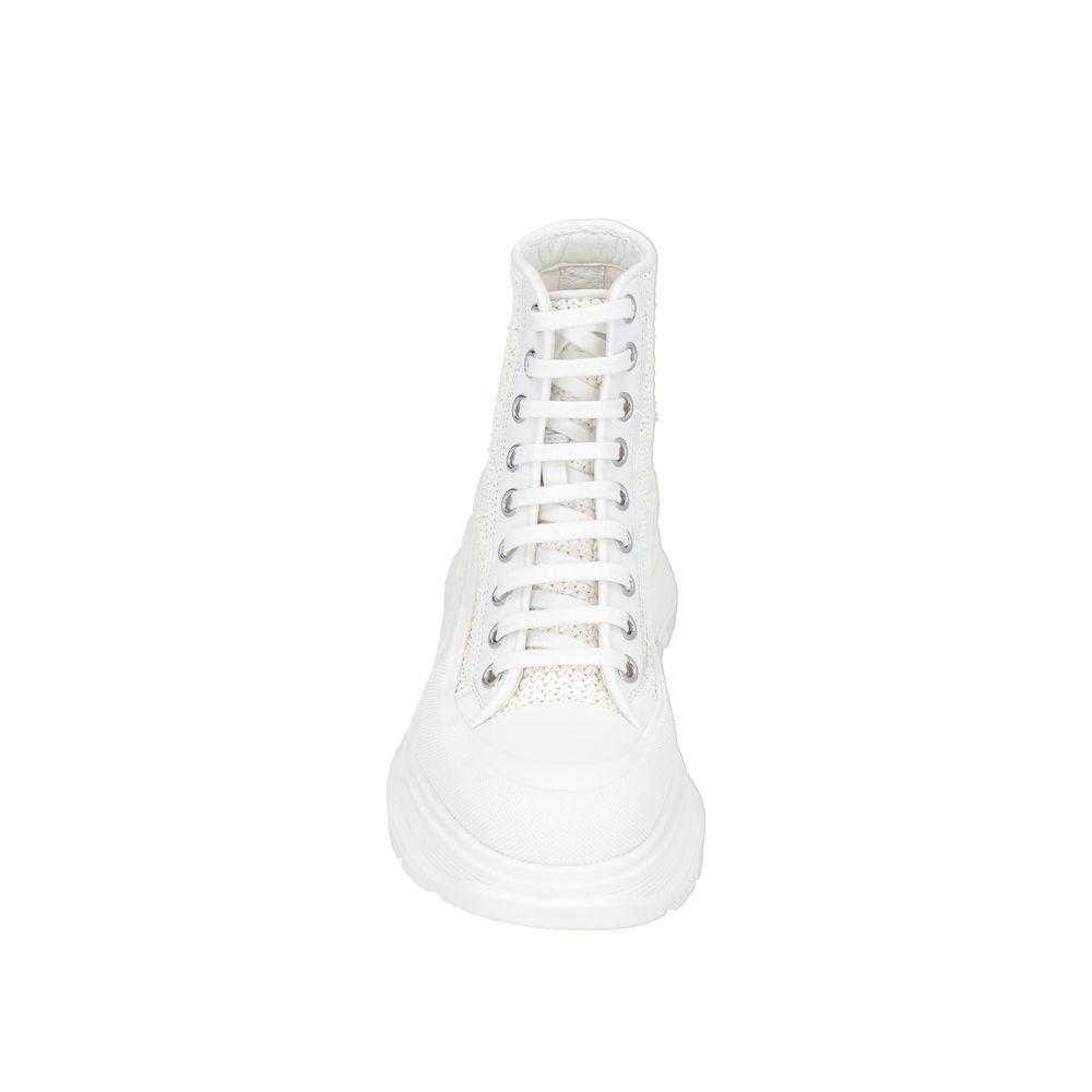 Alexander McQueen White Raffia High Top Sneakers