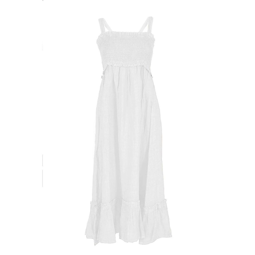 Yes Zee White Linen Casual Dress