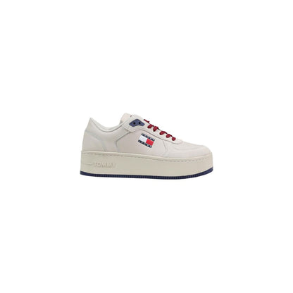 Tommy Hilfiger Jeans Beige Leather Platform Sneakers
