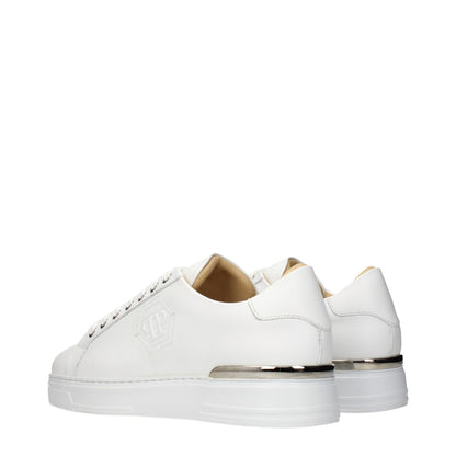Philipp Plein White Leather Low Top Sneakers