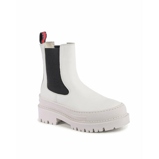 Tommy Hilfiger White Leather Ankle Boots