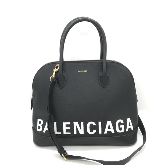 Balenciaga Black Grained Leather Ville Top Handle Bag