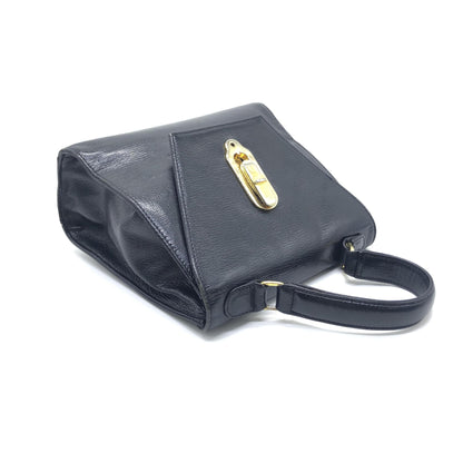 Fendi Black Leather Handbag With Gold Hardware