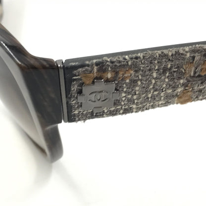 Chanel Brown Frame With Tweed Accents Sunglasses