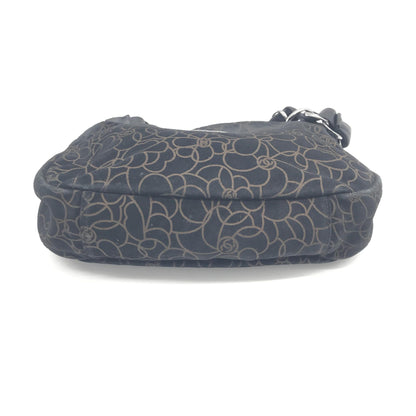 Chanel Camellia Chain Black Suede Shoulder Bag With Logo