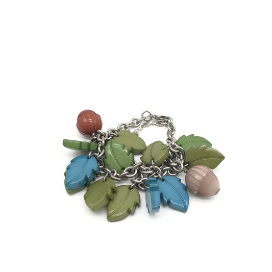 Fendi Colorful Leaf And Acorn Charm Bracelet