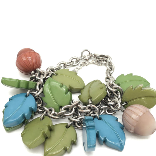 Fendi Colorful Leaf And Acorn Charm Bracelet