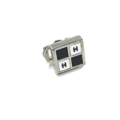 Chanel Coco Mark Earrings Black/White/Silver