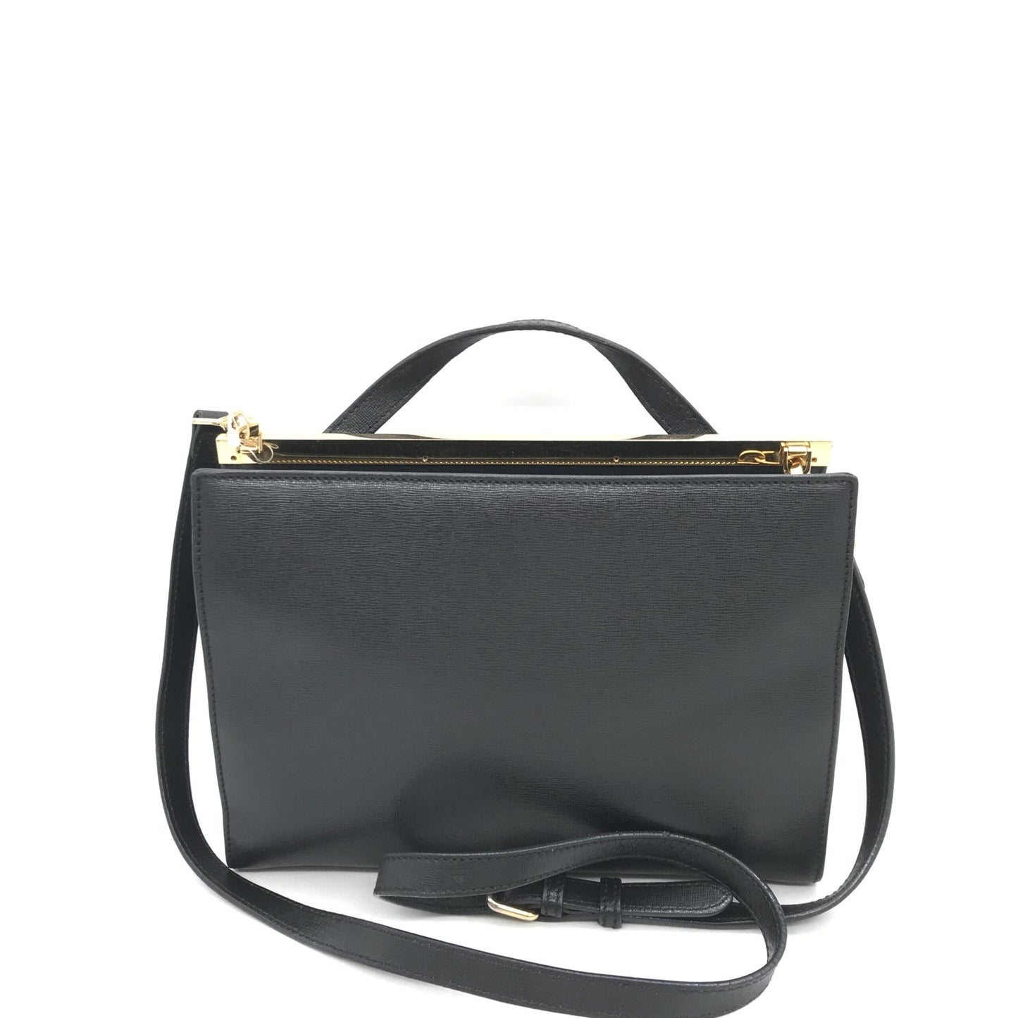 Fendi Demi Jour Black Leather Top Handle Shoulder Bag