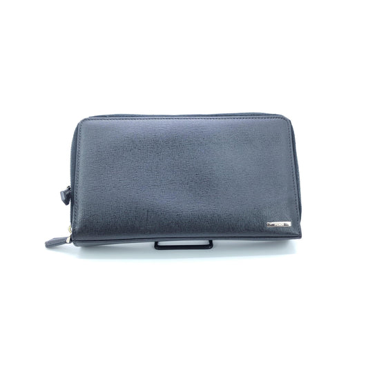 Fendi Double Zipper Zippy Organizer Leather Wallet In Black