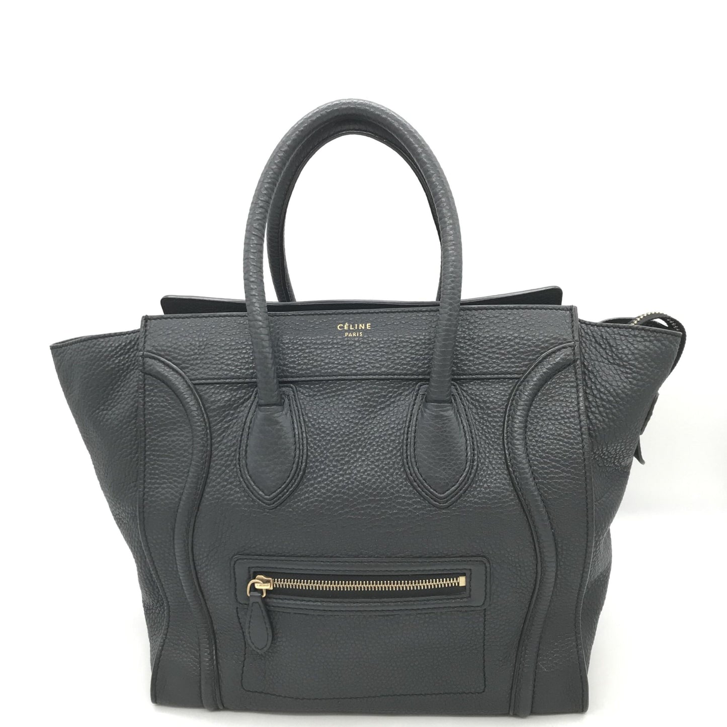 Celine Drummed Calfskin Luggage Leather Tote Bag