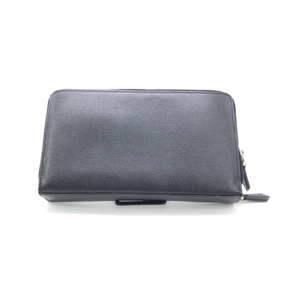 Fendi Double Zipper Zippy Organizer Leather Wallet In Black