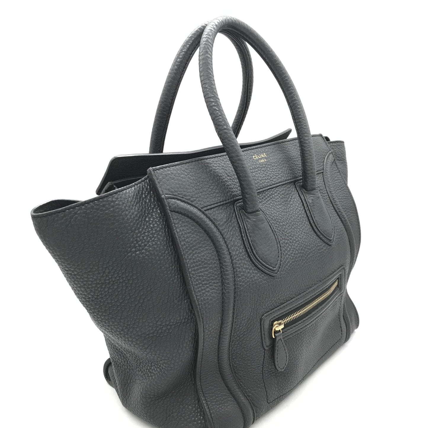 Celine Drummed Calfskin Luggage Leather Tote Bag