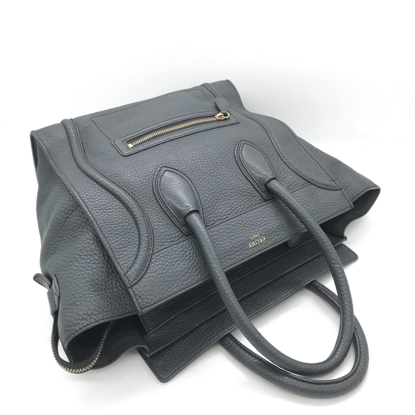 Celine Drummed Calfskin Luggage Leather Tote Bag