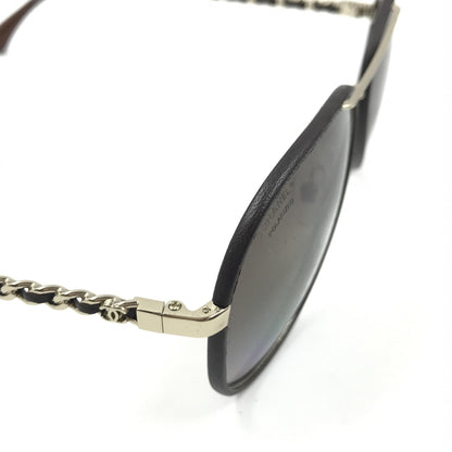 Chanel Gold And Black Polarized Aviator Sunglasses