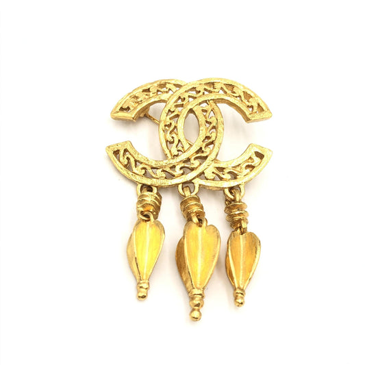 Chanel Gold Plated CC Logo Brooch