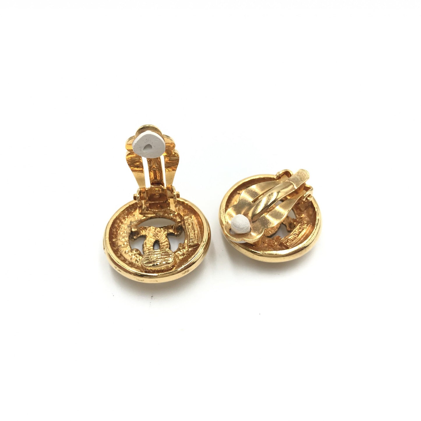 Chanel Gold Plated CC Clip-On Earrings