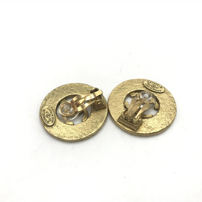 Chanel Gold Plated CC Logo Circular Earrings