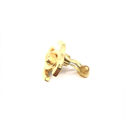 Chanel Gold PLated CC Turnlock Clip-On Earrings