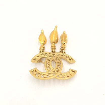 Chanel Gold Plated CC Logo Brooch