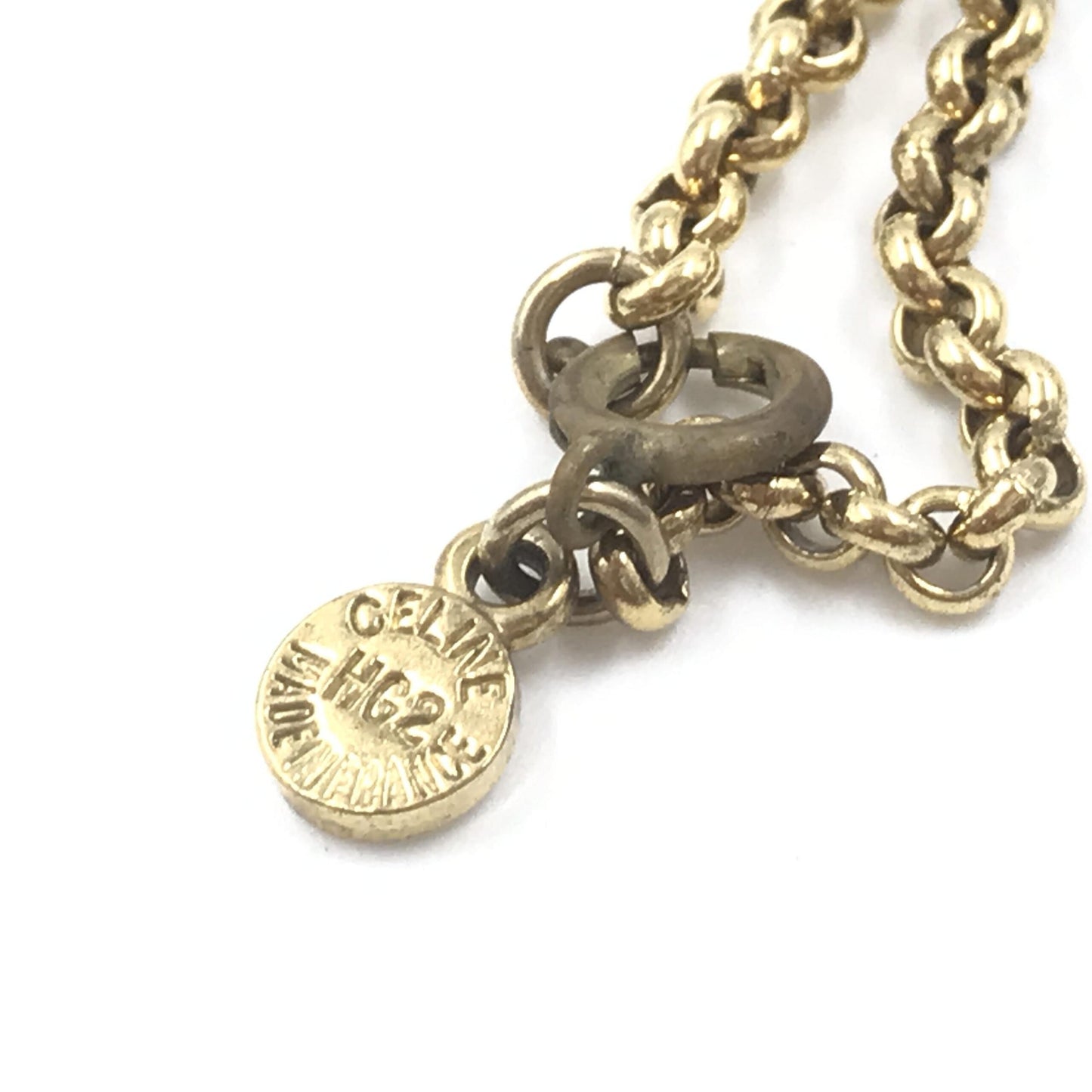 Celine Gold Plated Chain Bracelet With Logo Charm