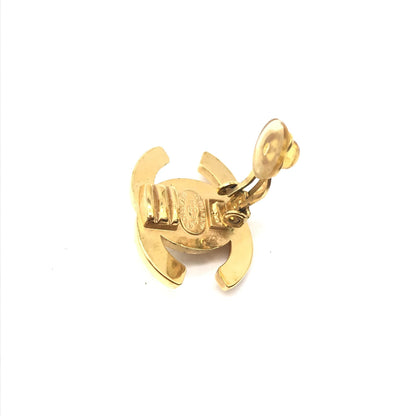 Chanel Gold PLated CC Turnlock Clip-On Earrings