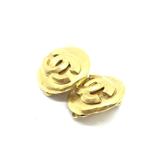 Chanel Gold Tone CC Clip-On Earrings