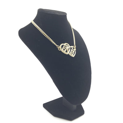 Chanel Gold Tone Heart Choker Necklace With Logo