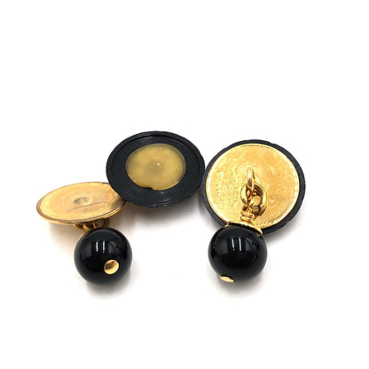 Chanel Matelasse Coco Mark Black Plastic Cufflinks