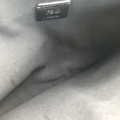 Fendi Moss Green Leather Clutch With Logo