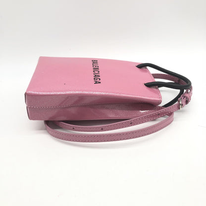 Balenciaga Pink Glitter Shopping Phone Holder Bag