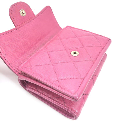Chanel Pink Leather Quilted Flap Wallet