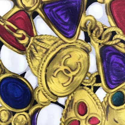 Chanel Silk Scarf With Vibrant Jewelry Print