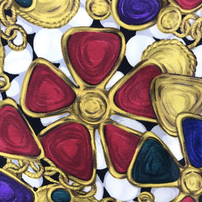 Chanel Silk Scarf With Vibrant Jewelry Print