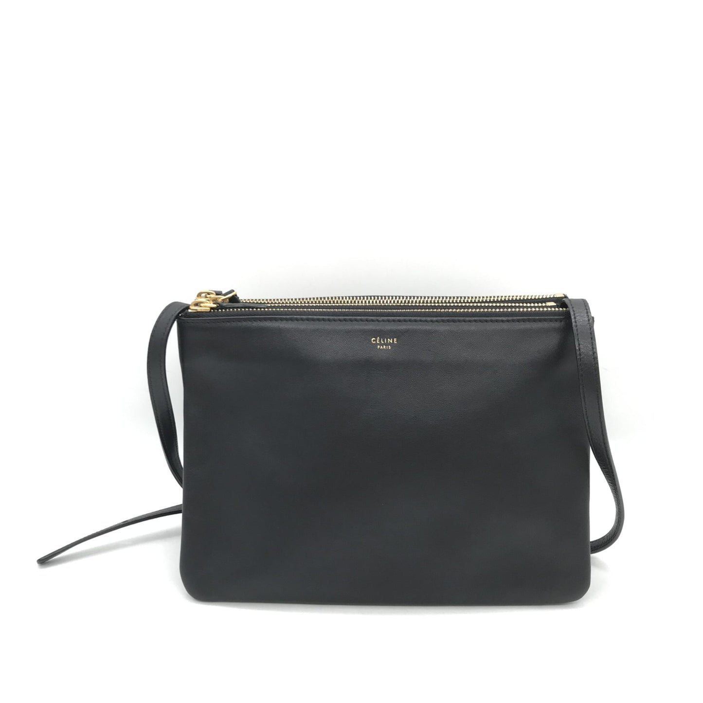 Celine Trio Black Leather Shoulder Bag