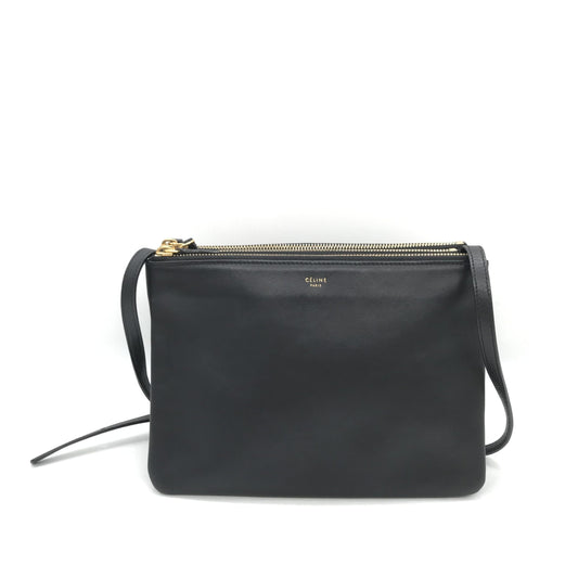 Celine Trio Black Leather Shoulder Bag